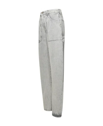 Attico Effie High-waist Wide-leg Jeans In Gray
