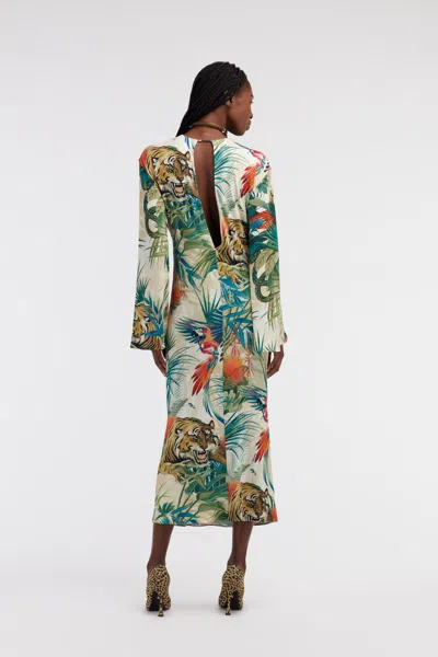 Roberto Cavalli Jungle-print Wrap Dress In Green