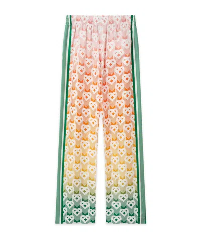 Casablanca Gradient Heart Monogram Silk Trousers In Pink