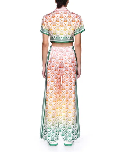 Casablanca Gradient Heart Monogram Silk Trousers In Pink