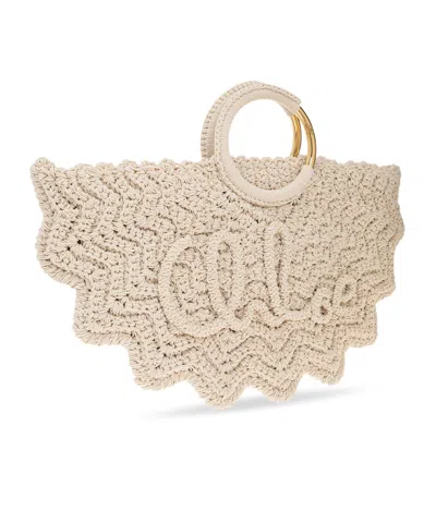 Chloé Womens Bracelet Paravent Crochet Top-handle Bag Deep Ivory