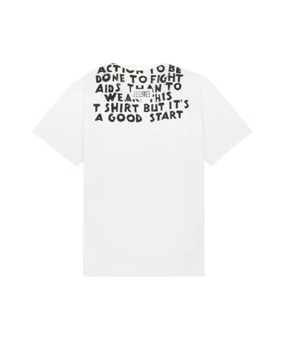 Mm6 Maison Margiela V-neck Sida Jersey In White