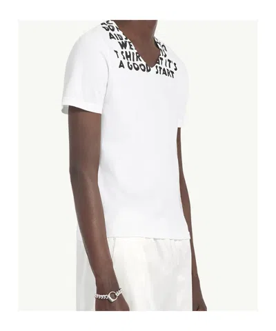 Mm6 Maison Margiela V-neck Sida Jersey In White