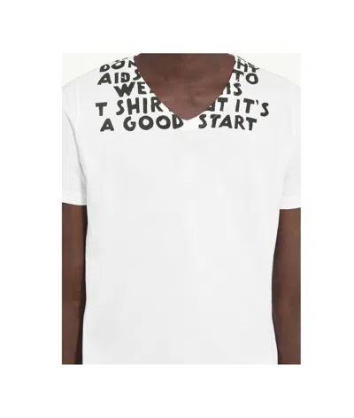Mm6 Maison Margiela V-neck Sida Jersey In White