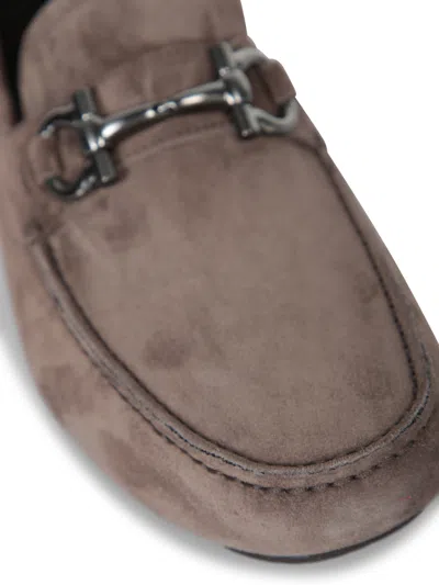 Ferragamo Driver Parigi New Brown Loafers In Gray
