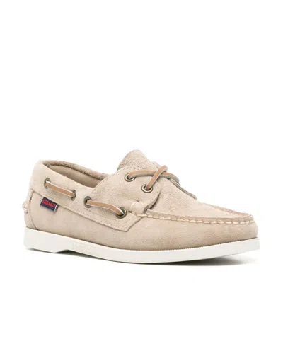 Sebago 'portland Dockside' Beige Loafers With Decorative Laces On The Sides And Contrasting Stitching In Nude