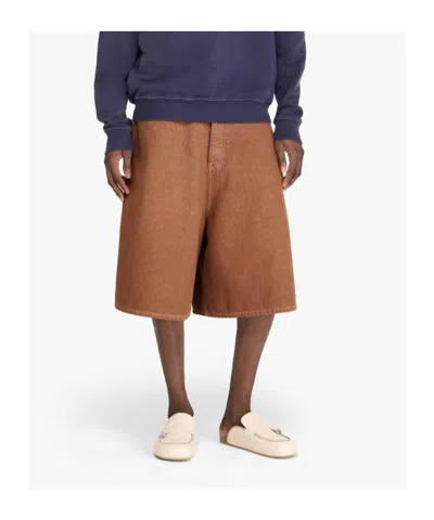 Jw Anderson W Anderson Mens Rust Relaxed-fit Aged Denim Shorts In Brown
