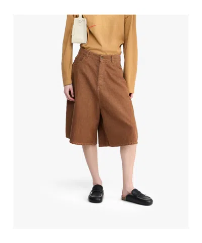 Jw Anderson W Anderson Mens Rust Relaxed-fit Aged Denim Shorts In Brown
