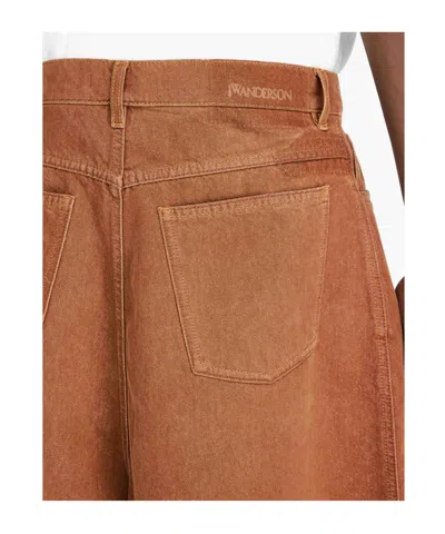 Jw Anderson W Anderson Mens Rust Relaxed-fit Aged Denim Shorts In Brown