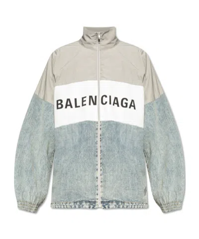 Balenciaga Zip-up Cotton And Polyester Jacket In Blue
