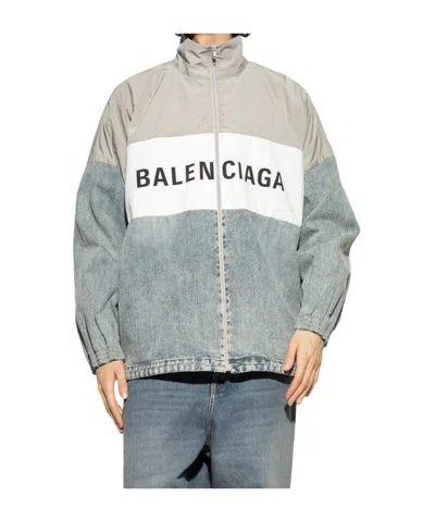 Balenciaga Zip-up Cotton And Polyester Jacket In Blue