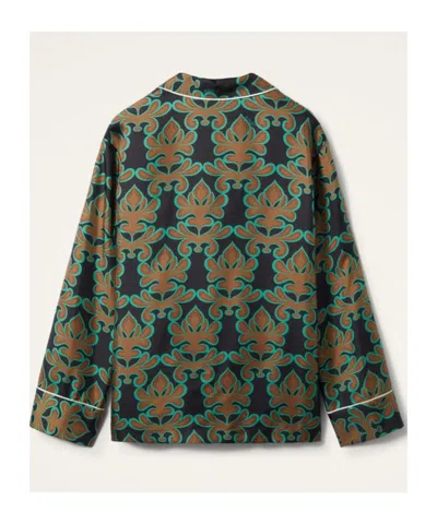 La Doublej La Double J Pajama Printed Silk-satin Shirt In Green