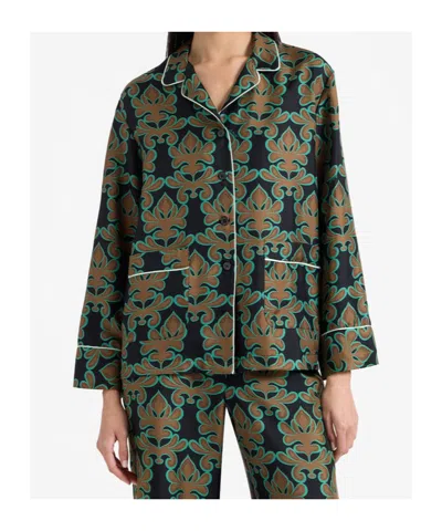 La Doublej La Double J Pajama Printed Silk-satin Shirt In Green