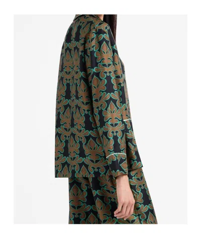 La Doublej La Double J Pajama Printed Silk-satin Shirt In Green