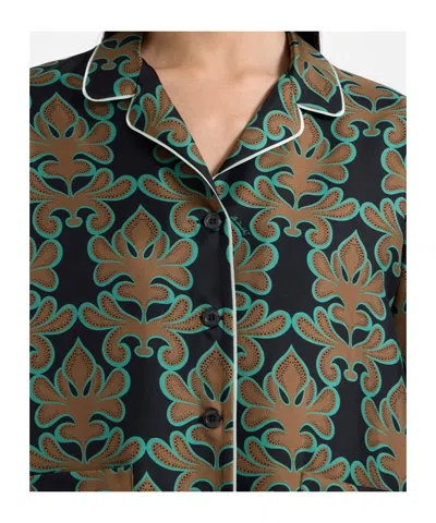 La Doublej La Double J Pajama Printed Silk-satin Shirt In Green