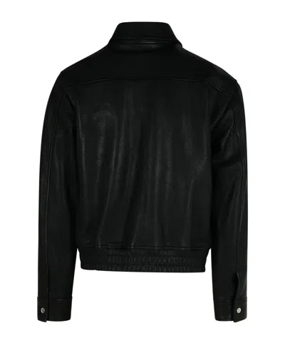 Amiri Black Leather Jacket Men In Black