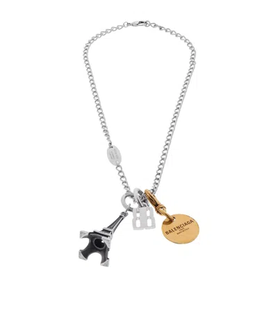 Balenciaga Carousel Eiffel Collector Necklace In Silver In Multicolor