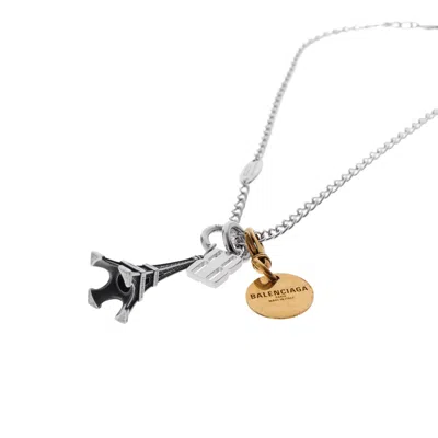 Balenciaga Carousel Eiffel Collector Necklace In Silver In Multicolor