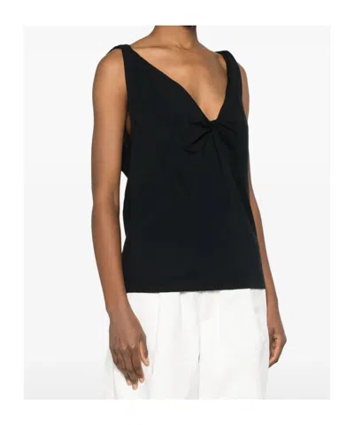 Dries Van Noten Backless Knot Detail Sleeveless V-neck Top In Black