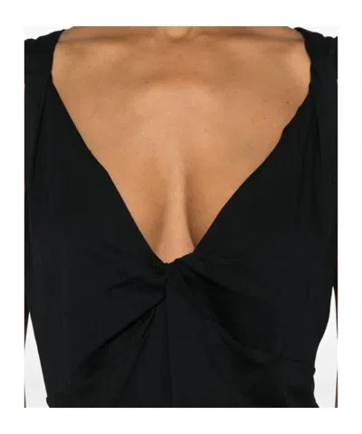 Dries Van Noten Backless Knot Detail Sleeveless V-neck Top In Black