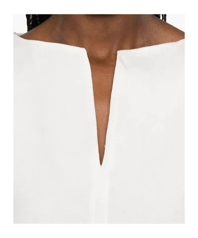 Max Mara Sleeveless Top With Cap Sleeves And Side Slits In White