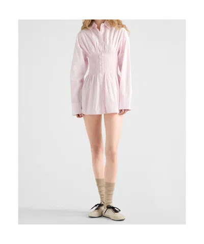 Prada Pastel Pink Poplin Shirt In Pink