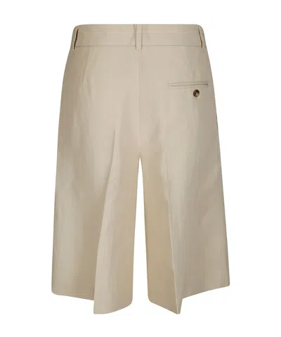 Alberto Biani Soft Linen Blend Shorts With Front Hook In Nude