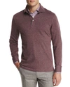 ERMENEGILDO ZEGNA CASHMERE-BLEND LONG-SLEEVE POLO SHIRT, RED