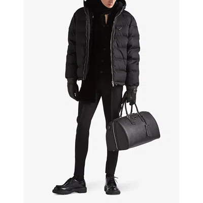 Prada Long Re-nylon Down Jacket In Black