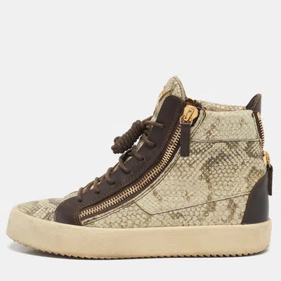 Pre-owned Giuseppe Zanotti Multicolor Python Embossed Leather May London High Top Sneakers Size 40
