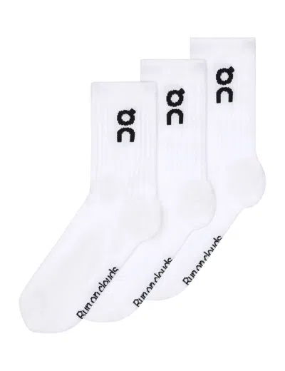 On Women's Logo Sock High 3p In White