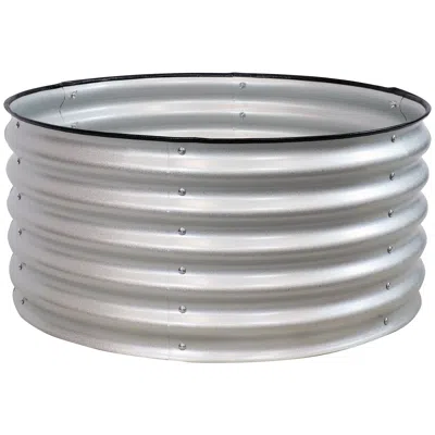 Sunnydaze Small, Circular Raised Garden Bed - Galvalume Steel Planter Box With Rubber Edge Trim - 17.25" H