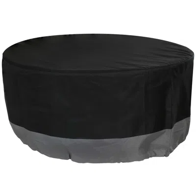 SUNNYDAZE OUTDOOR HEAVY-DUTY WEATHER-RESISTANT 300D POLYESTER ROUND FIRE PIT COVER - 48" X 18" - BLACK AND GRA 