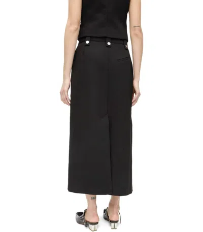 Ganni Zip-up Crepe Midi Skirt In Black