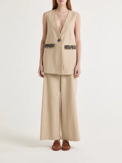 Maliparmi Sequin-embellished V-neck Waistcoat In Nude & Neutrals