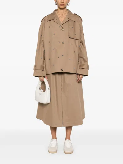 Golden Goose Crystals Embellished Oversized Short Trench Coat Clothing In 15369khakibeige