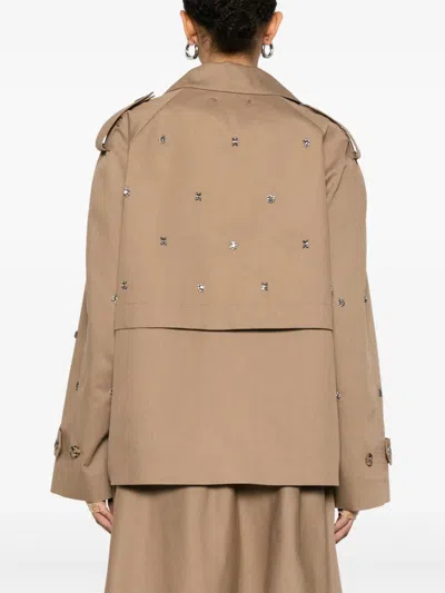 Golden Goose Crystals Embellished Oversized Short Trench Coat Clothing In 15369khakibeige