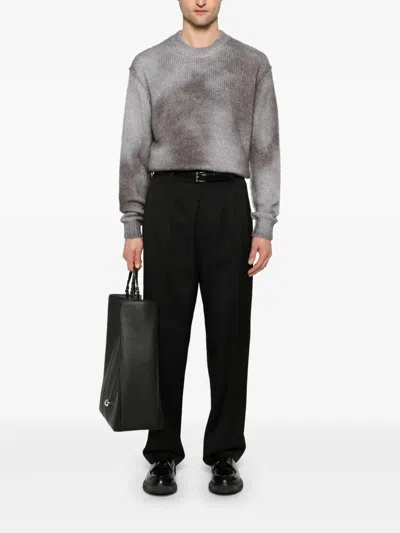 Golden Goose Deluxe Brand Wide Leg Wool Gabardine Jogging Pants In 90100 Black