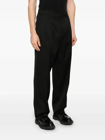 Golden Goose Deluxe Brand Wide Leg Wool Gabardine Jogging Pants In 90100 Black