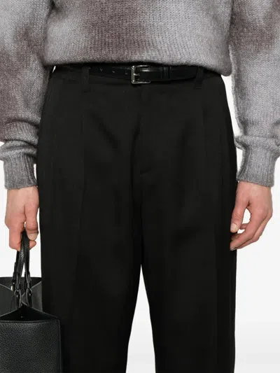 Golden Goose Deluxe Brand Wide Leg Wool Gabardine Jogging Pants In 90100 Black