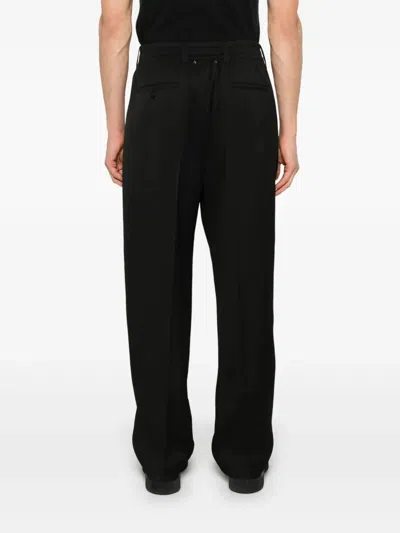 Golden Goose Deluxe Brand Wide Leg Wool Gabardine Jogging Pants In 90100 Black