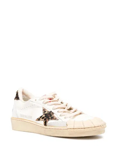Golden Goose Ball Star Sneakers Leopard Print In 15407 Cream Beige Brown Leo White