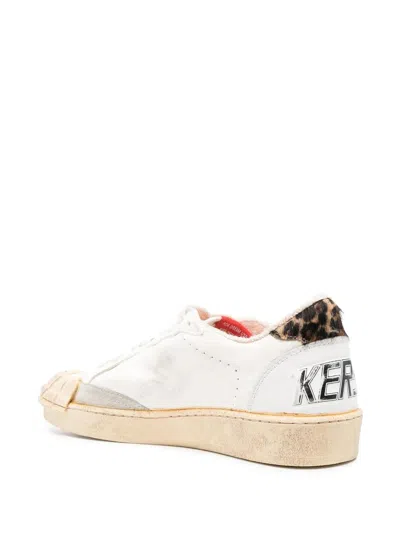 Golden Goose Ball Star Sneakers Leopard Print In 15407 Cream Beige Brown Leo White