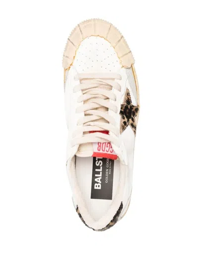 Golden Goose Ball Star Sneakers Leopard Print In 15407 Cream Beige Brown Leo White