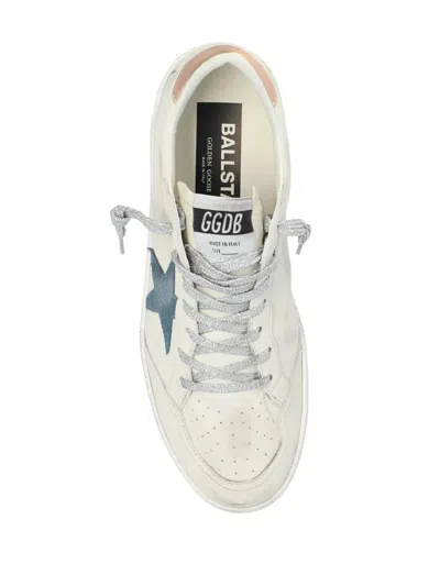 Golden Goose Ball Star Distressed Multicolored Sneakers In 11918 White Smoke Blue Peach