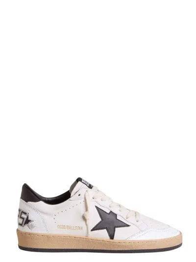 Golden Goose Women's Ball Star Sneakers In White Nappa Leather With Black Leather Star And Heel Tab In 10283 White Black