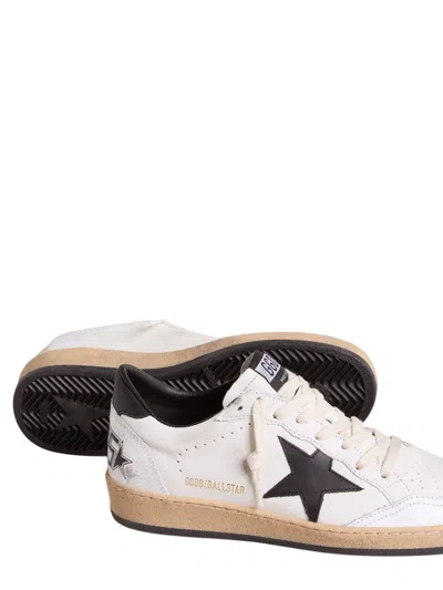 Golden Goose Women's Ball Star Sneakers In White Nappa Leather With Black Leather Star And Heel Tab In 10283 White Black