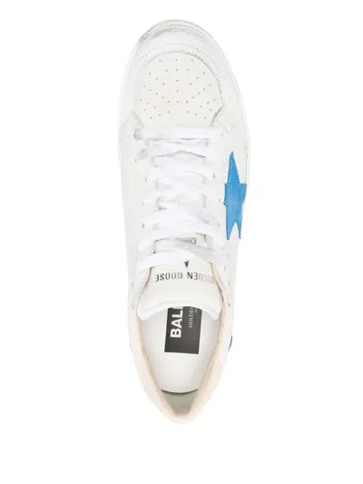Golden Goose Deluxe Brand Low-top White Leather Sneakers With Blue Star Accent In 12156 White Bluette Wood Ash