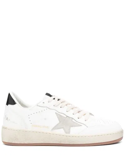 Golden Goose Ballstar 2 Leather Upper And Spur Suede Star Shiny Leather Heel Shoes In F006970  10220 White Ice Black