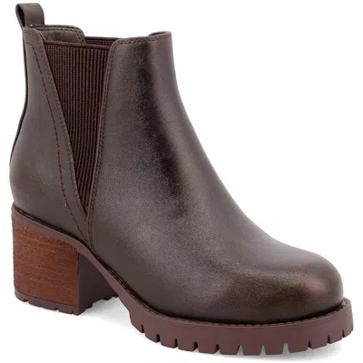 Mia Jody Lug Sole Platform Chelsea Boot In Dark Coffee
